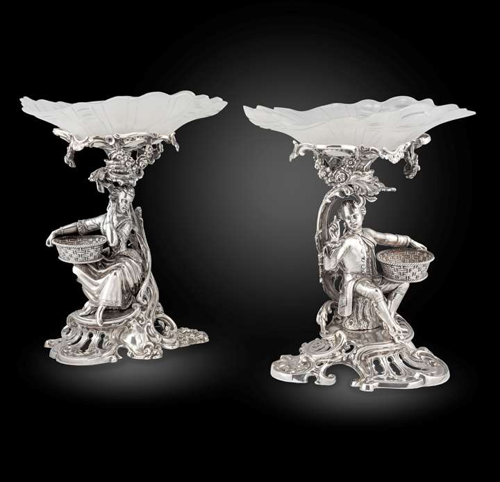 An Elegant Pair of Figural Comports